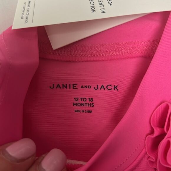 Janie and Jack 100048655 Pink Recycled Rosette Rash Guard size 12-18 m NWT - Picture 7 of 9